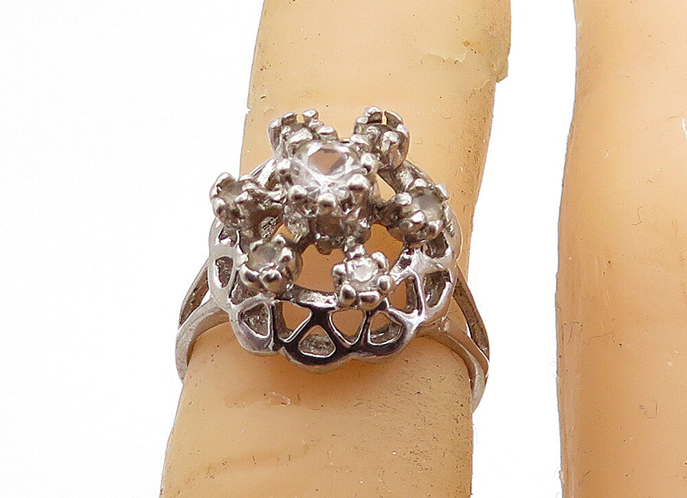 UNCAS 925 Sterling Silver  Vintage Petite Topaz Cocktail Ring Sz 4.5  RG7065
