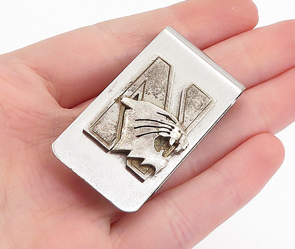 ELCO 925 Sterling Silver  Vintage NW University Wildcats Money Clip  TR1267