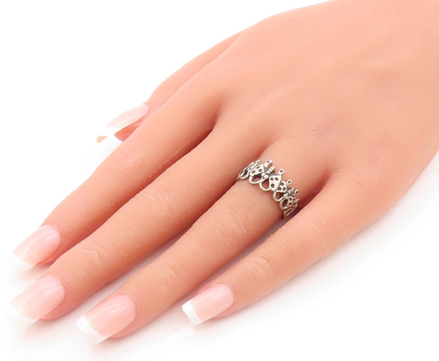 925 Sterling Silver Vintage Ring Dark Tone Cutout Butterfly  Sz 6  RG31849