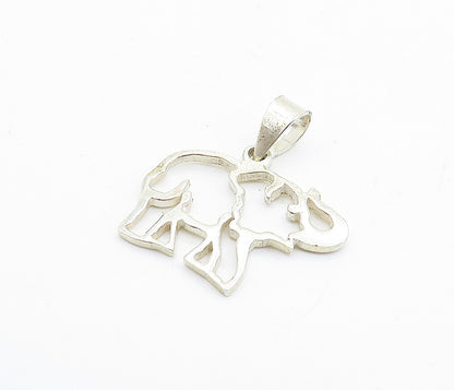 925 Sterling Silver  Petite Shiny Open Elephant Outline Drop Pendant  PT5707