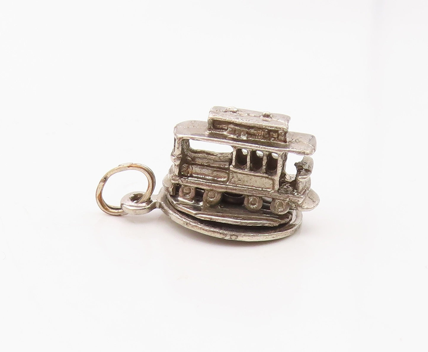 925 Sterling Silver  Vintage San Francisco Trolley Cable Car Pendant  PT18233