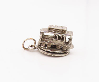 925 Sterling Silver  Vintage San Francisco Trolley Cable Car Pendant  PT18233