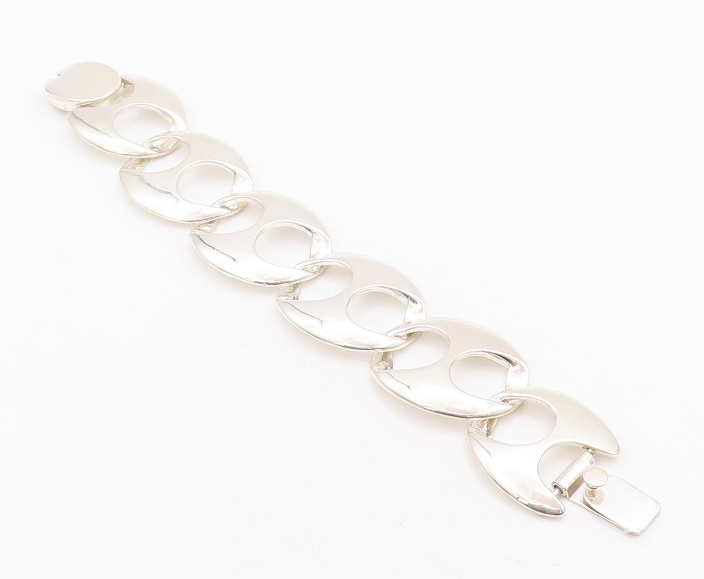 925 Sterling Silver Vintage Bracelet MEXICO Designer Hour Glass Effect  BT10514
