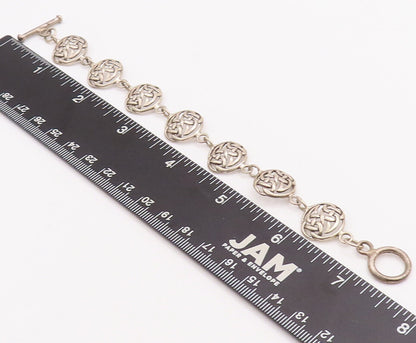 925 Sterling Silver Vintage Bracelet Round Cutout Celtic Knots  BT10637