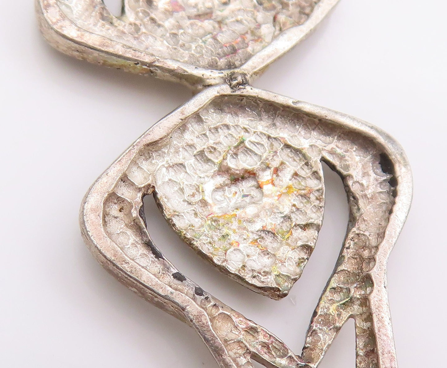 14K Gold & 925 Sterling Silver Vintage Brooch Elegant Double Love Heart  BP11803