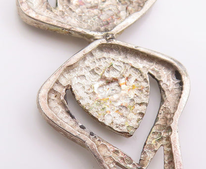 14K Gold & 925 Sterling Silver Vintage Brooch Elegant Double Love Heart  BP11803