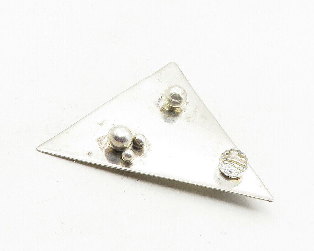 RON P. 925 Sterling Silver  Vintage Modernist Topaz Sphere Brooch Pin  BP4021