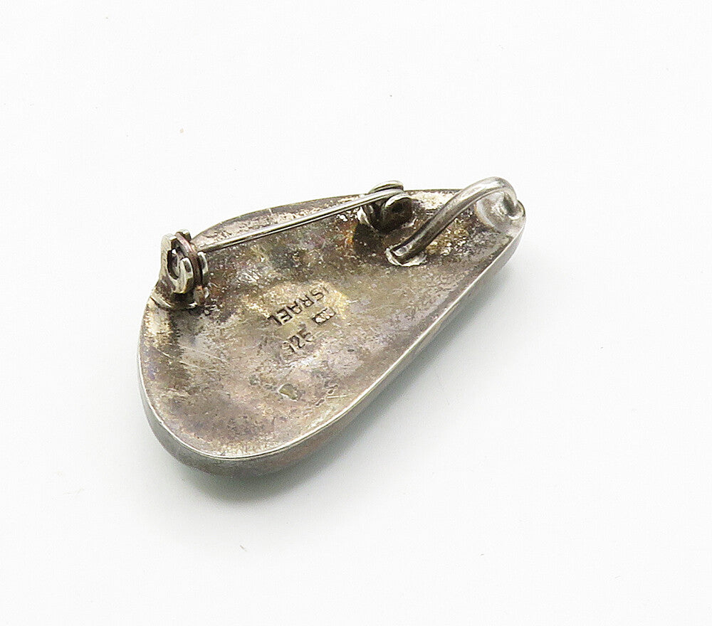ISRAEL 925 Sterling Silver  Vintage Cabochon Cut Eilat Brooch Pin  BP6413