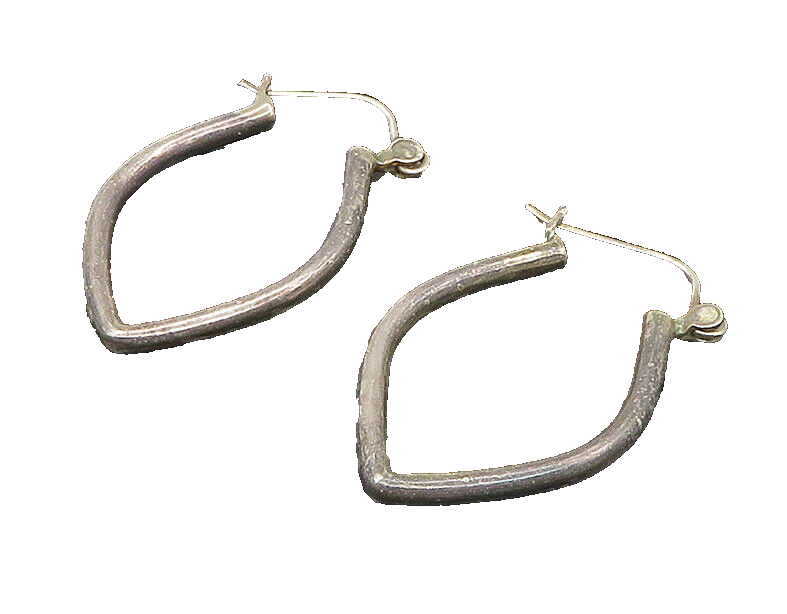 925 Sterling Silver  Vintage Minimalist Pointed Hoop Earrings EG11540