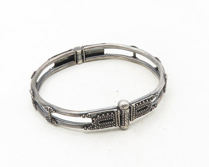 BALI 925 Sterling Silver  Vintage Oxidized Dot Pattern Bangle Bracelet  BT4295