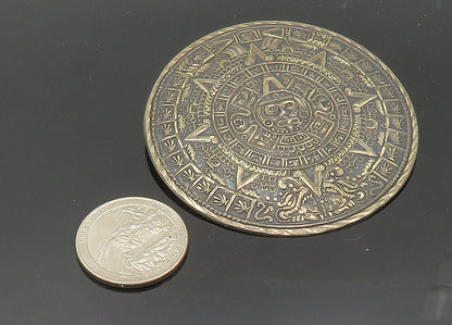 ADL MEXICO 925 Silver  Vintage Mayan Aztec Sun Calendar Brooch Pin  BP8082