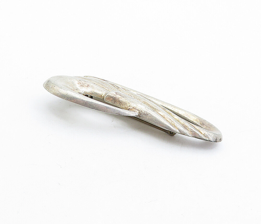 925 Sterling Silver  Vintage Smooth Fluted Swirl Design Brooch Pin  BP1738