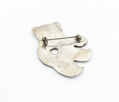 MEXICO 925 Sterling Silver  Vintage Two Tone Teddy Bear Brooch Pin  BP1897