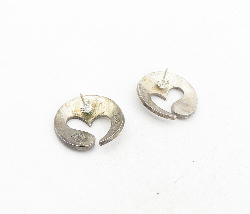 FCS TAXCO MEXICO 925 Silver  Vintage Dark Tone Love Heart Drop Earrings EG4509