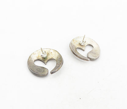 FCS TAXCO MEXICO 925 Silver  Vintage Dark Tone Love Heart Drop Earrings EG4509