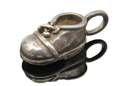 925 Sterling Silver  Vintage Shiny Old Fashioned Laced Shoe Pendant  PT8922
