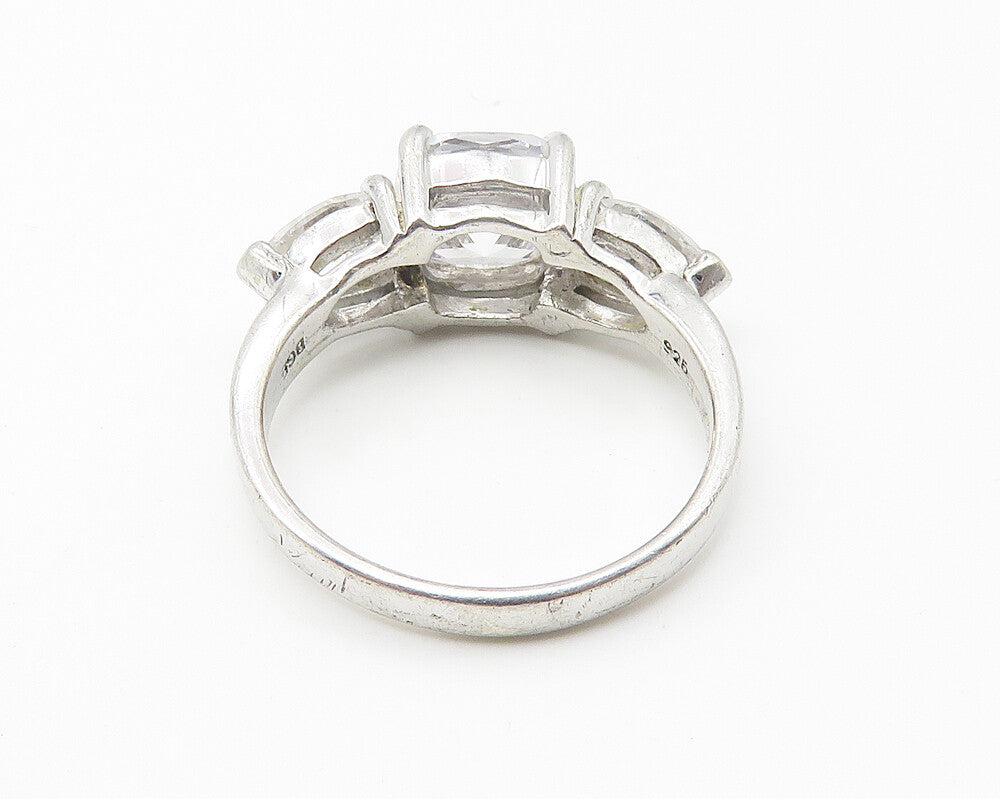 925 Sterling Silver  Sparkling Cubic Zirconia 3 Stone Band Ring Sz 7  RG10660
