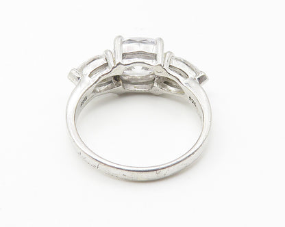925 Sterling Silver  Sparkling Cubic Zirconia 3 Stone Band Ring Sz 7  RG10660