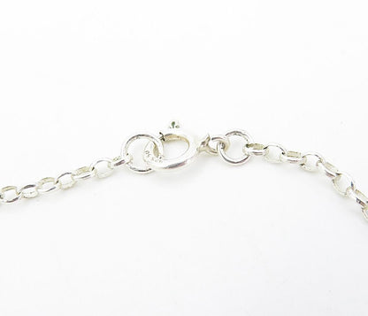 925 Sterling Silver  Vintage Jasper Barrel Bead Shiny Chain Necklace  NE1524