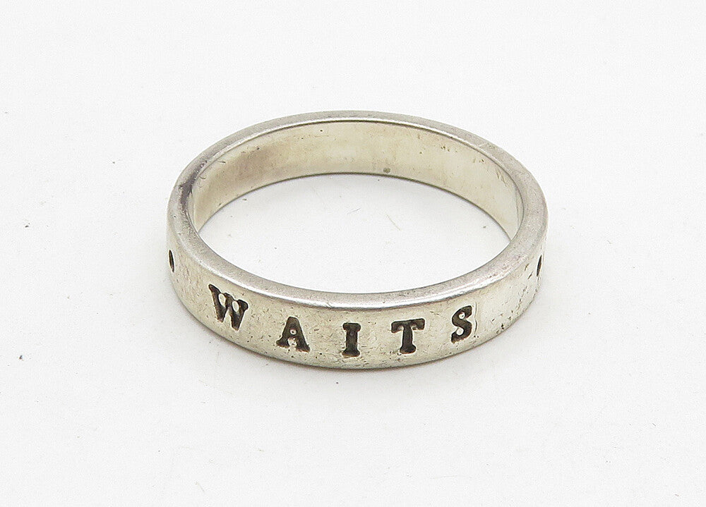 BOB SIEMON 925 Silver  Vintage True Love Waits Stamped Band Ring Sz 8  RG10489