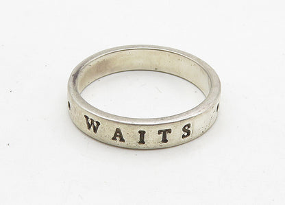 BOB SIEMON 925 Silver  Vintage True Love Waits Stamped Band Ring Sz 8  RG10489