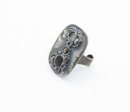 MIW GERMANY 925 Silver  Vintage Oxidized Modernist Band Ring Sz 6  RG4324