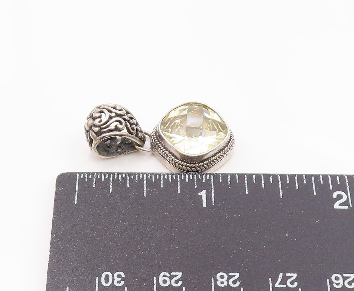 SARDA 925 Silver  Vintage Faceted Cubic Zirconia Floral Bail Pendant  PT19497