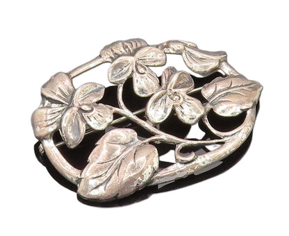 DANECRAFT 925 Silver  Vintage Fashion Flower Cutout Oval Brooch Pin  BP10176