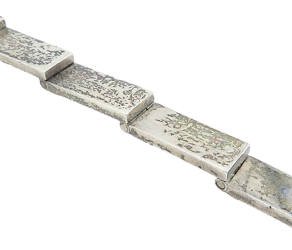 AAA MEXICO 925 Silver Vintage Smooth Square Bar Link Chain Bracelet BT3033