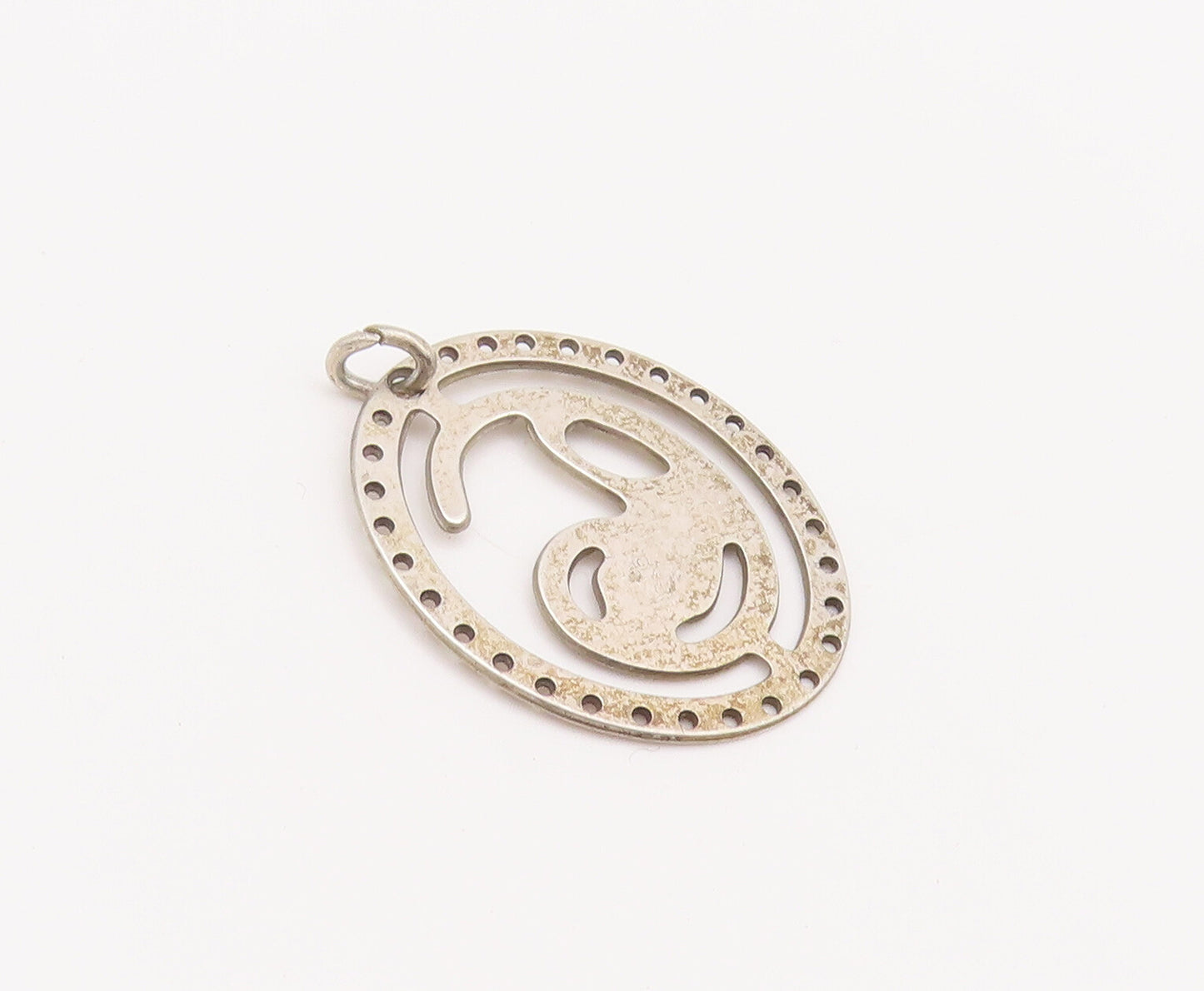 925 Sterling Silver Vintage Pendant Solid Swirly Framed Swimming Duck  PT22537