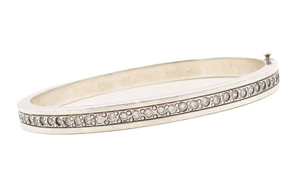 925 Sterling Silver Vintage Bracelet Minimalist Topaz Inlay Bangle  BT10811