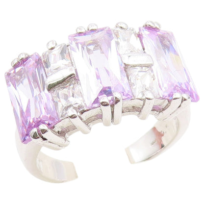 925 Sterling Silver Vintage Ring Tanzanite & Topaz Statement Band  Sz 7  RG36793