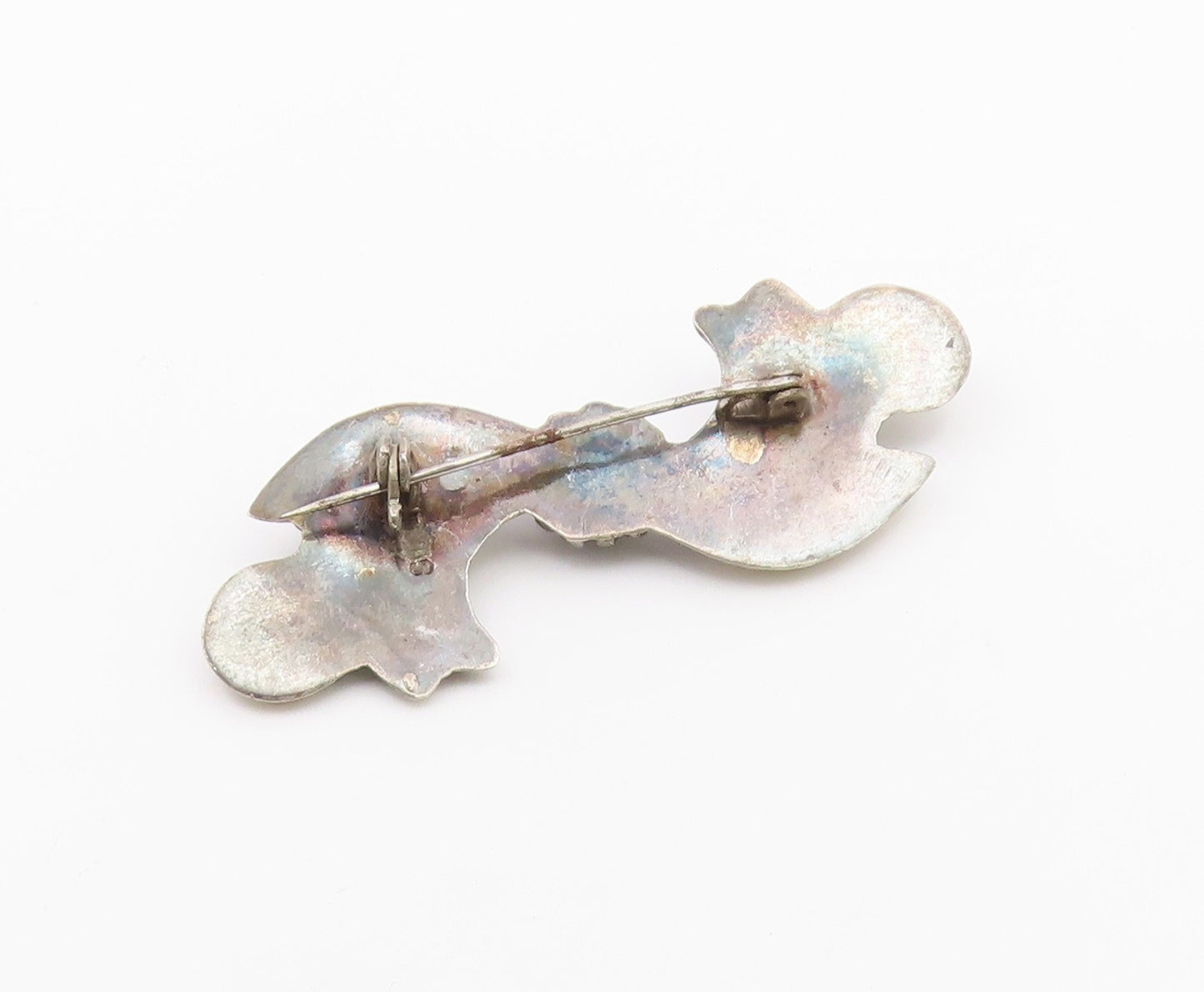 925 Sterling Silver  Vintage Cabochon Amethyst Swirl Bow Brooch Pin  BP8127