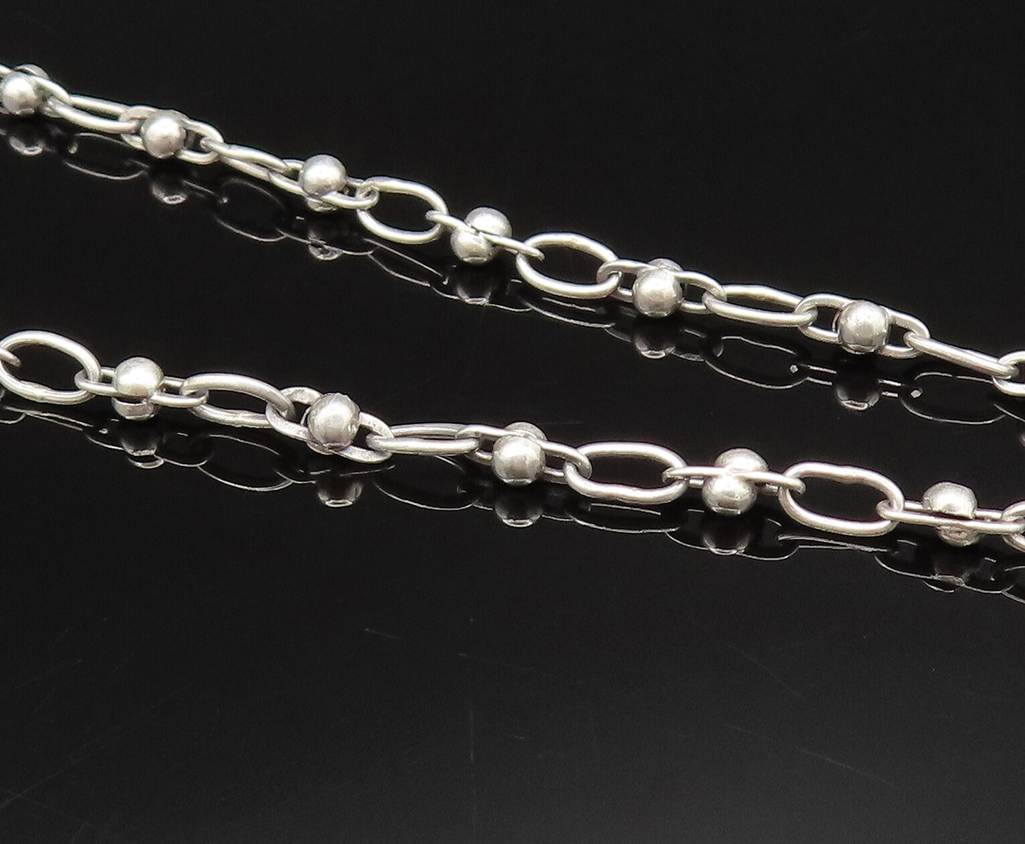 MEXICO 925 Silver  Vintage Carved Face Onyx Beaded Detail Necklace  NE3976