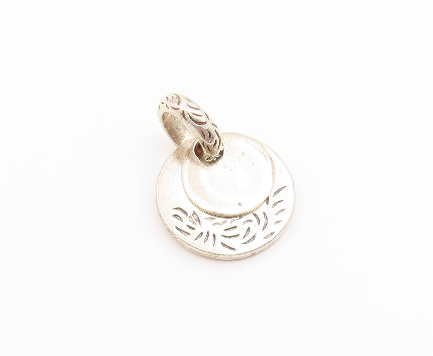 925 Sterling Silver Vintage Pendant SILPADA Etched Double Circle Charm  PT26565