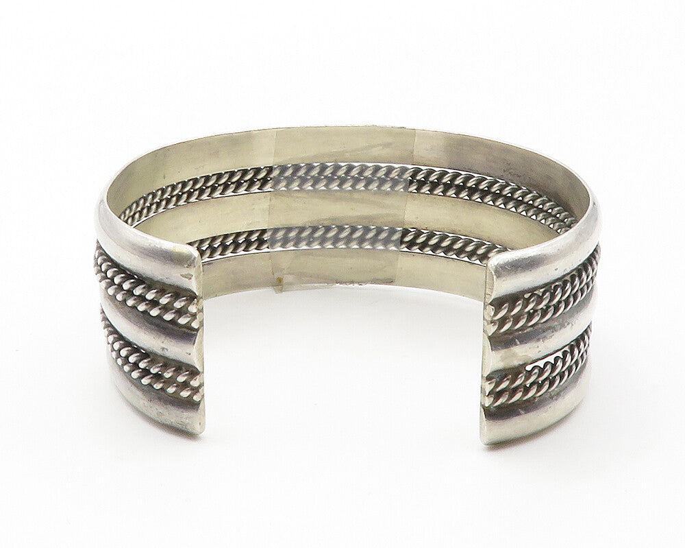 NAVAJO 925 Sterling Silver  Vintage Shiny Rope Twist Cuff Bracelet  BT5525