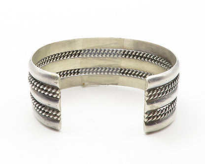 NAVAJO 925 Sterling Silver  Vintage Shiny Rope Twist Cuff Bracelet  BT5525
