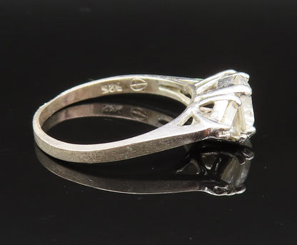 925 Sterling Silver  Vintage Three Stone Cubic Zirconia Ring Sz 8.5  RG25450
