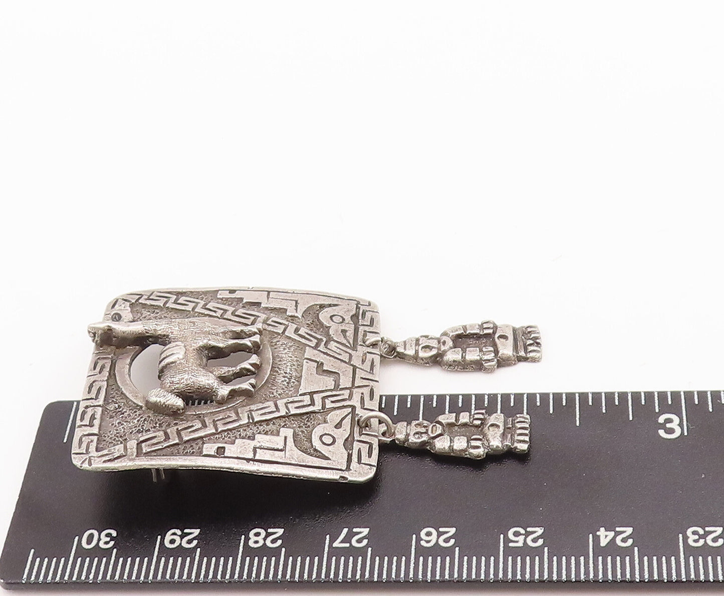 925 Sterling Silver Vintage Brooch Pin Antique Camel & Dangling Men  BP11094