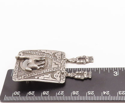 925 Sterling Silver Vintage Brooch Pin Antique Camel & Dangling Men  BP11094