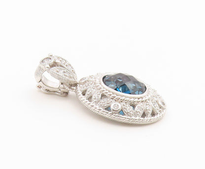 925 Sterling Silver Vintage Pendant JUDITH RIPKA Faceted Topaz Charm  PT26653