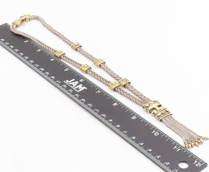925 Sterling Silver Vintage Necklace ANTIOCH Two Tone Braided Rope Tassel NE4876