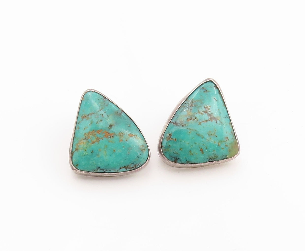 925 Sterling Silver Vintage Earrings TOMMY NAVAJO Classic Turquoise Stud EG14337