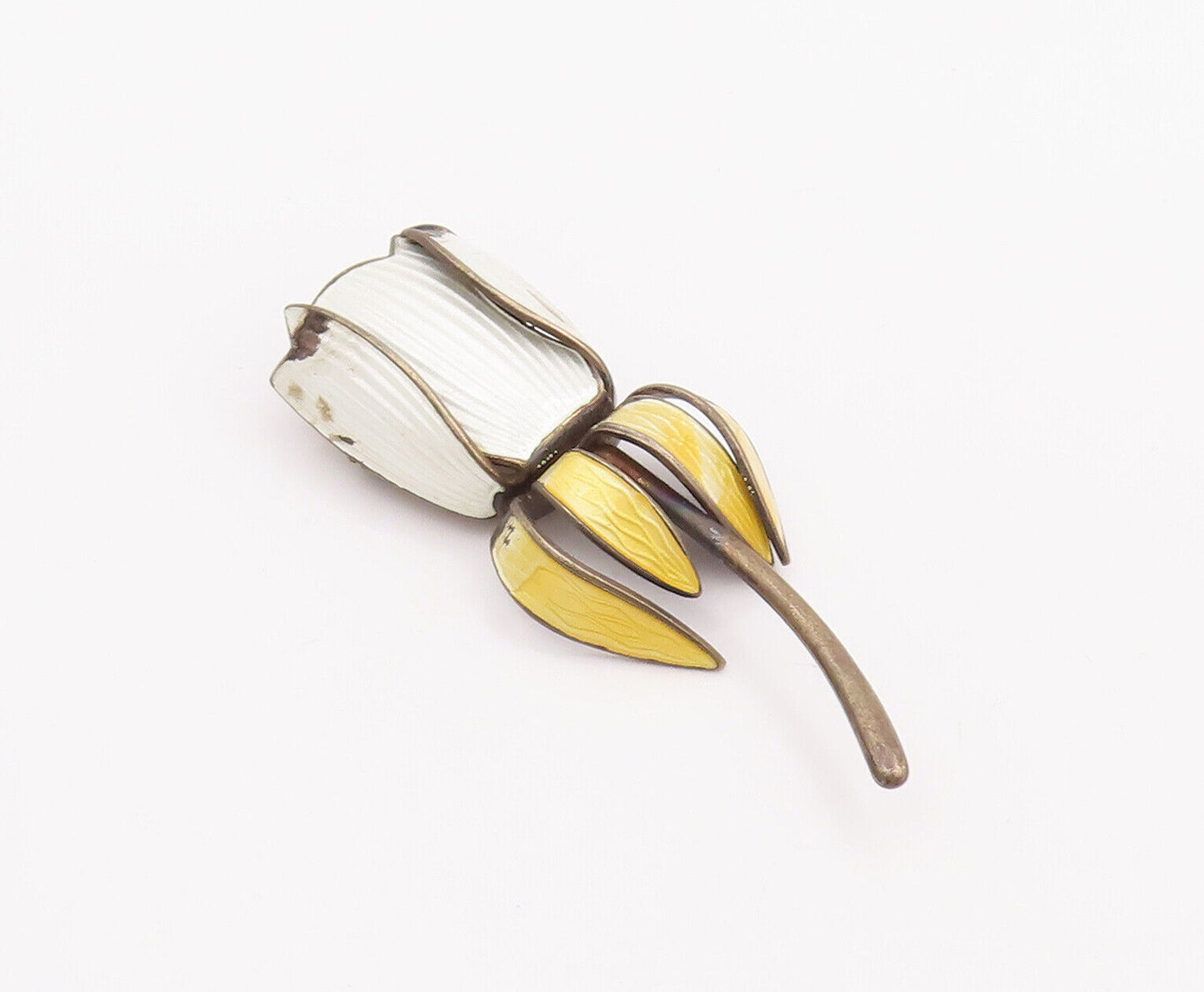 925 Sterling Silver Vintage Brooch Pin NORWAY Enameled Solid Flower  BP10919