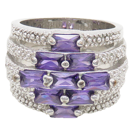925 Sterling Silver  Shiny Purple Topaz Split Shank Band Ring Sz 7  RG18515