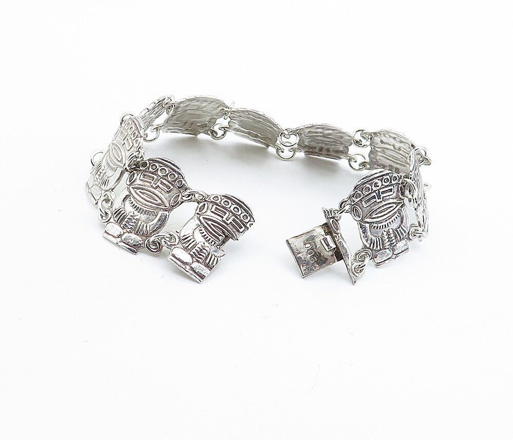 925 Sterling Silver  Vintage Traditional Statue Link Chain Bracelet  BT2239