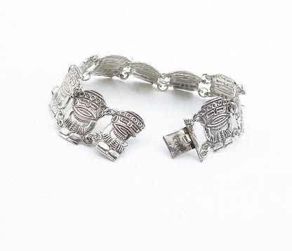 925 Sterling Silver  Vintage Traditional Statue Link Chain Bracelet  BT2239