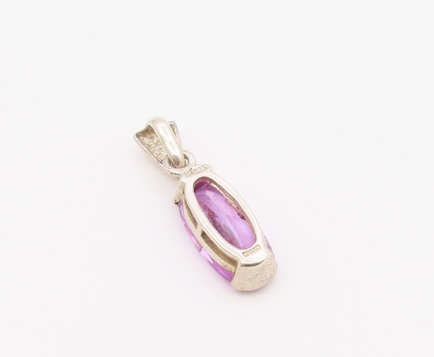 925 Sterling Silver  Vintage Purple Cubic Zirconia Oval Drop Pendant  PT16333