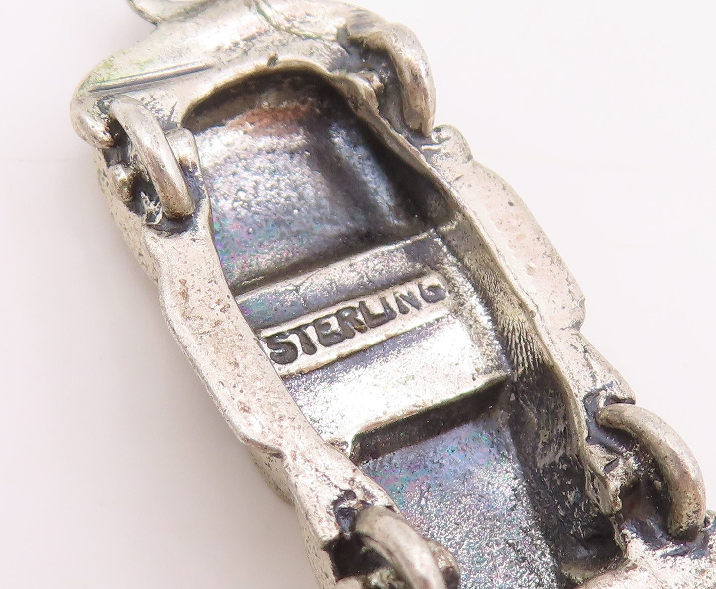 925 Sterling Silver Vintage Pendant Retro Convertible Sports Car Charm  PT25511