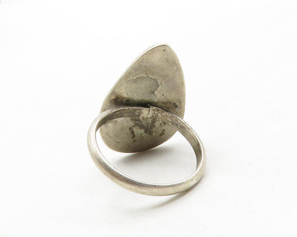 NAVAJO 925 Silver  Vintage Turquoise Bear Print Cocktail Ring Sz 7  RG12785